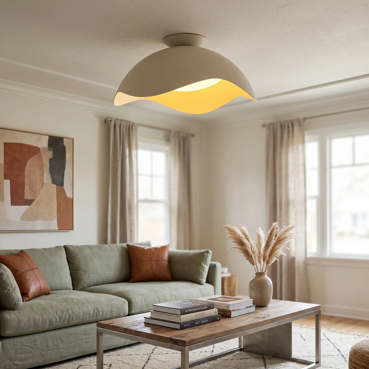 Serene Wave Flush Mount in metal for Low Ceilings by AUVIELIGHT