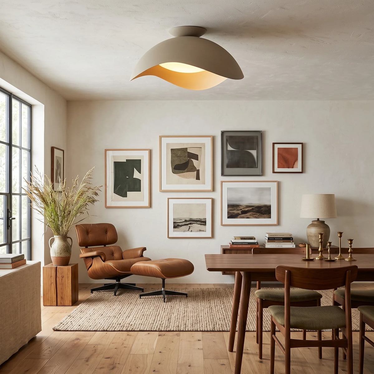 Serene Wave Flush Mount in metal for Low Ceilings by AUVIELIGHT