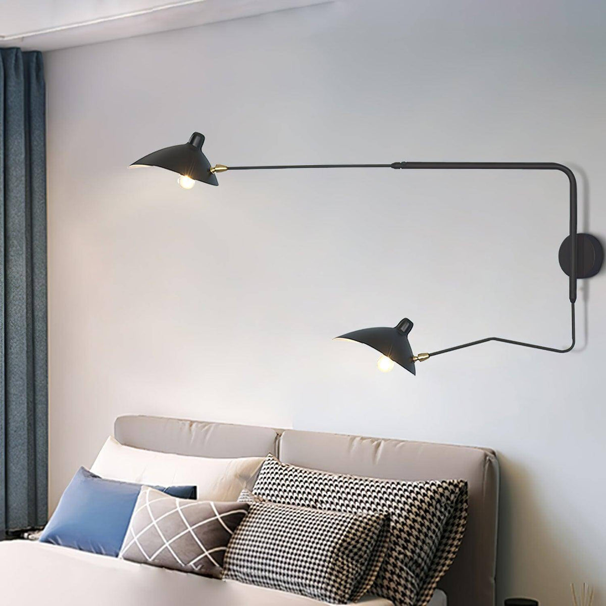 Serge Mouille Wall Sconce for Hallway by AUVIELIGHT, 2-Light L 120cm x H 75cm / L 47.2" x H 29.5" / Black and 1 other sizes