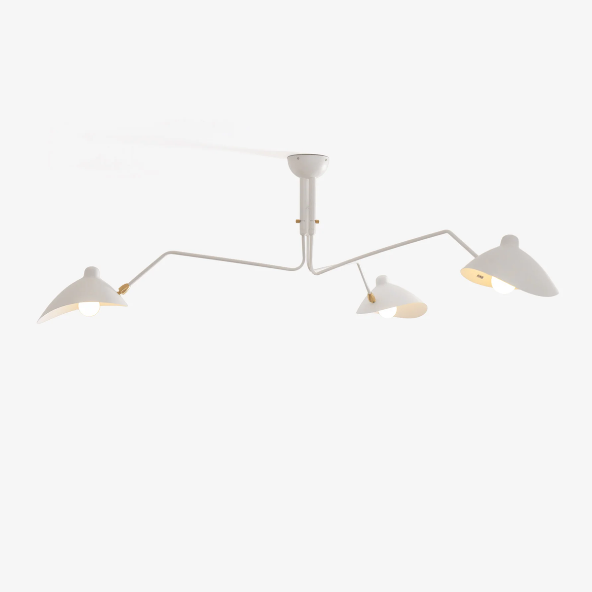 Serge Mouille Ceiling Light for Living Room by AUVIELIGHT, 3-Arm Model: L 59.1" x H 12.6" (L 150cm x H 32cm) / White