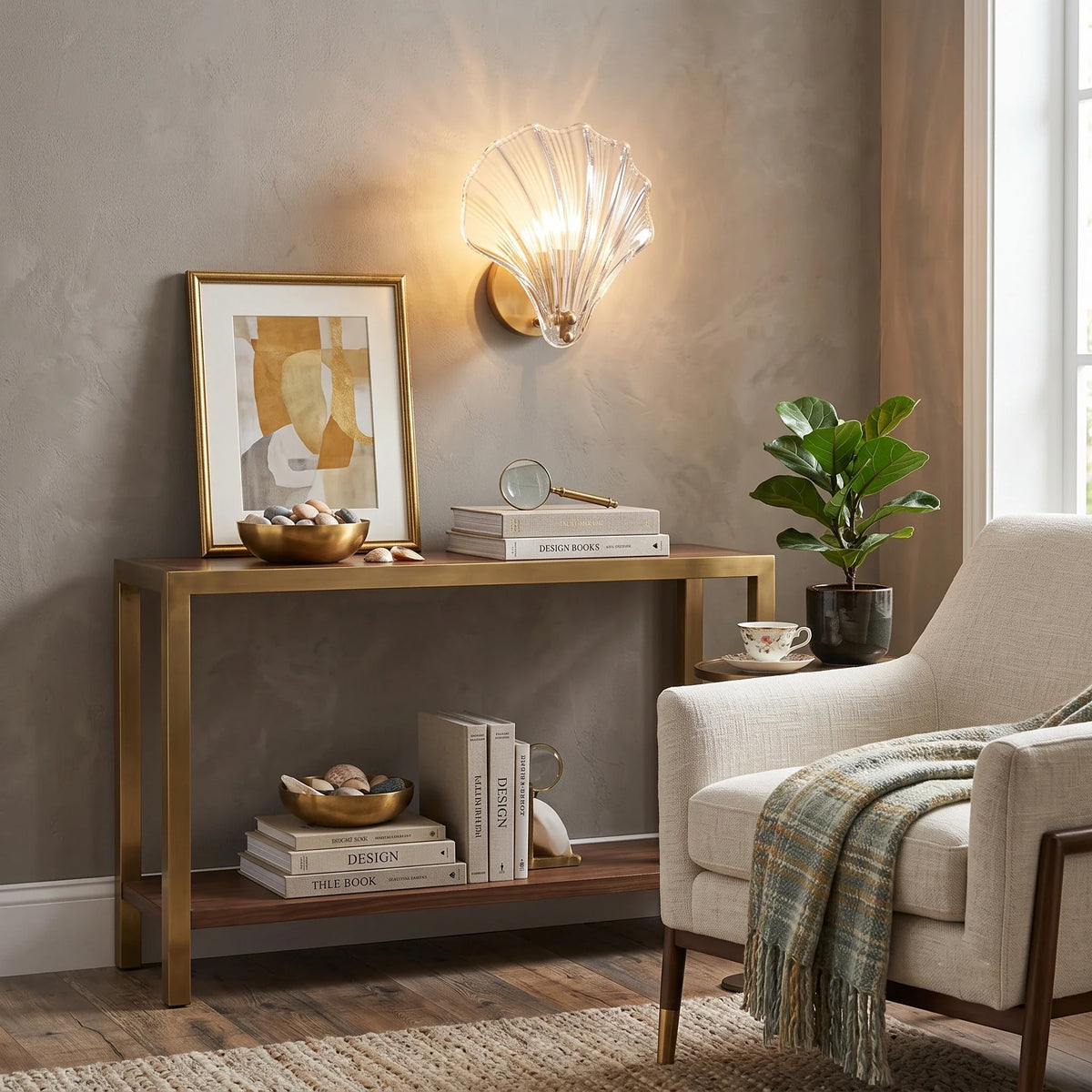 Shell Wall Sconce in glass for Hallway by AUVIELIGHT