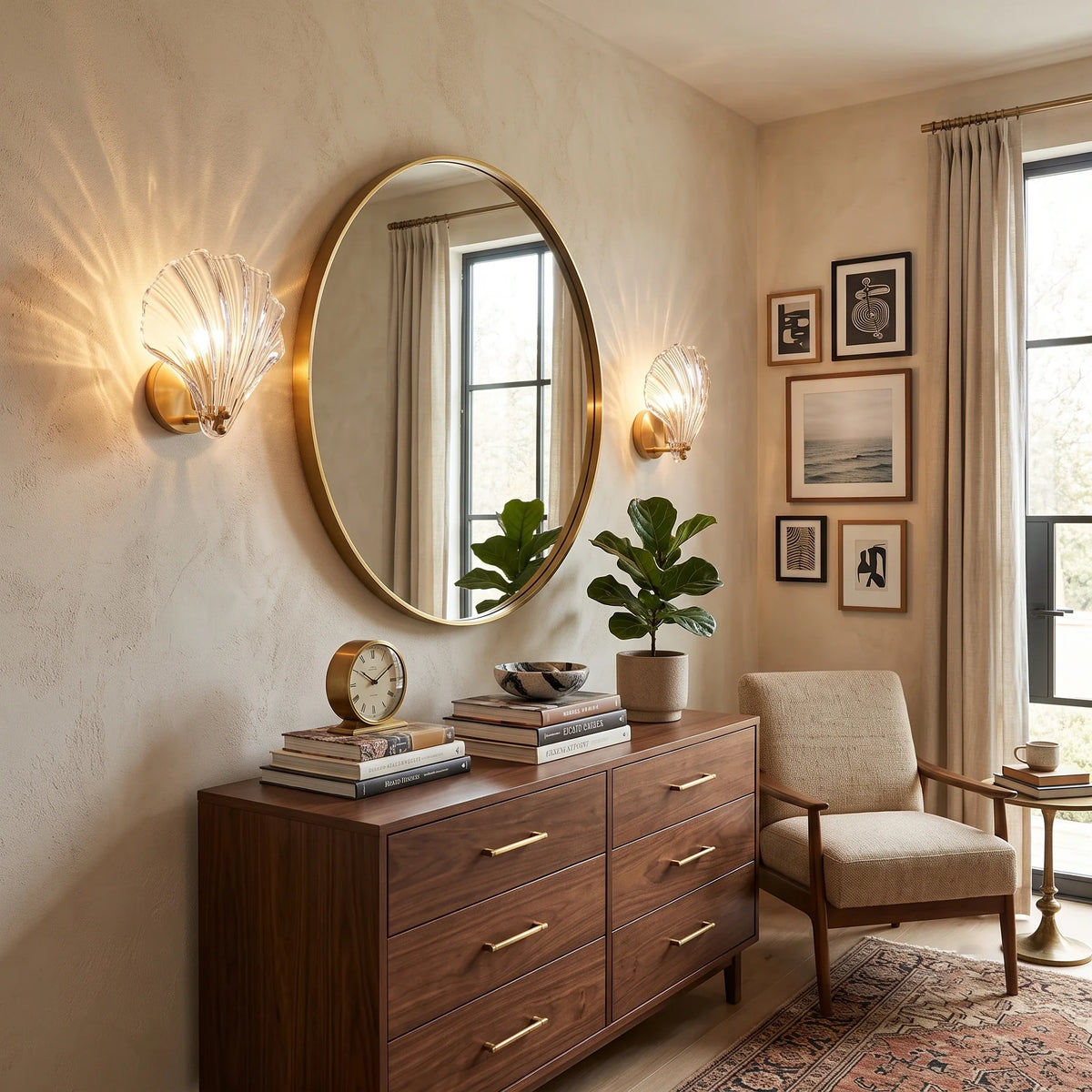 Shell Wall Sconce in glass for Hallway by AUVIELIGHT