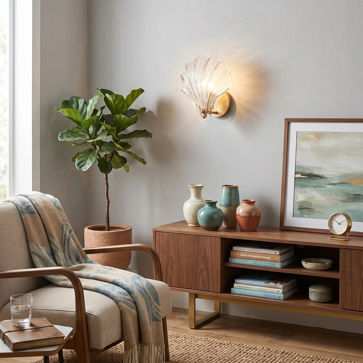 Shell Wall Sconce in glass for Hallway by AUVIELIGHT