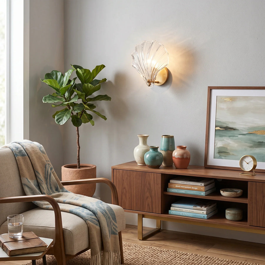 Shell Wall Sconce in glass for Hallway by AUVIELIGHT