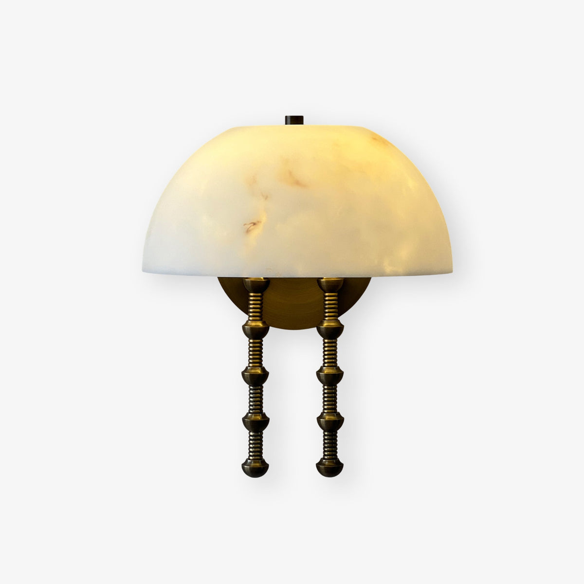 Siena Dome Wall Sconce in alabaster for Hallway by AUVIELIGHT, ∅ 13.8" x H 15.2" / Bronze & White