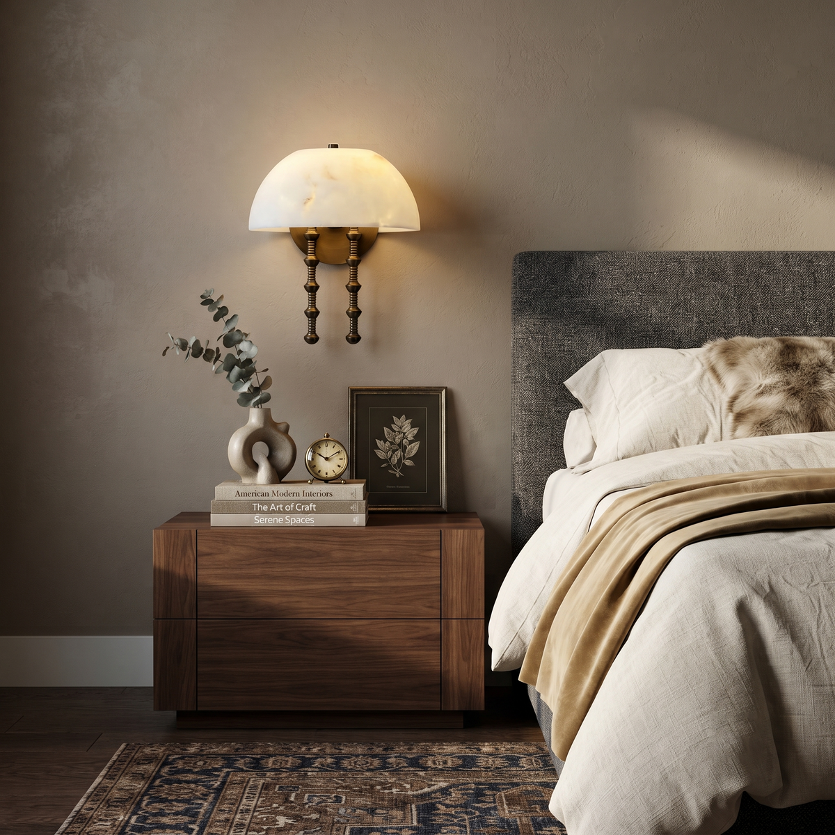 Siena Dome Wall Sconce in alabaster for Hallway by AUVIELIGHT
