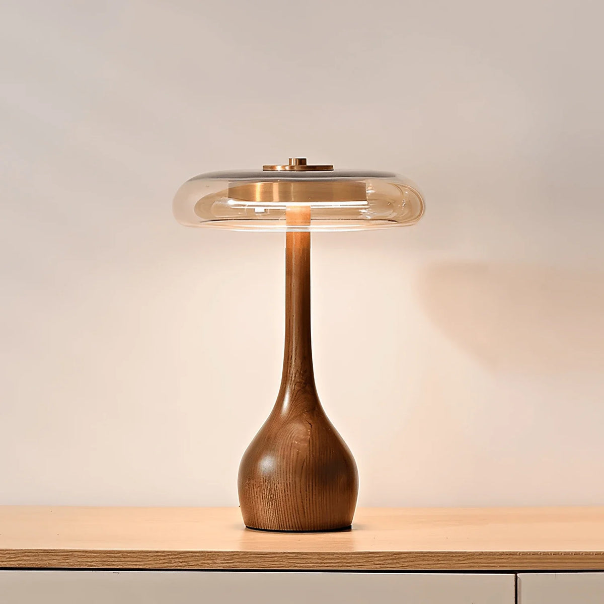 Sienna Table Lamp for Living Room by AUVIELIGHT, ∅8.7" × H12.6" (22 × 32 cm) / Walnut color & Amber / AU Plug and 3 other sizes