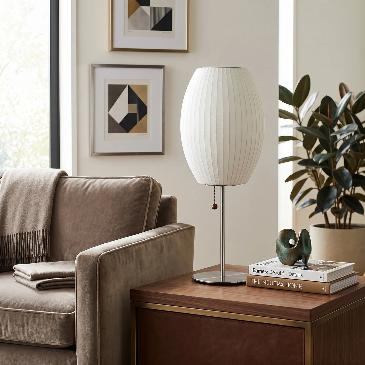 Silk Bubble Table Lamp for Living Room by AUVIELIGHT