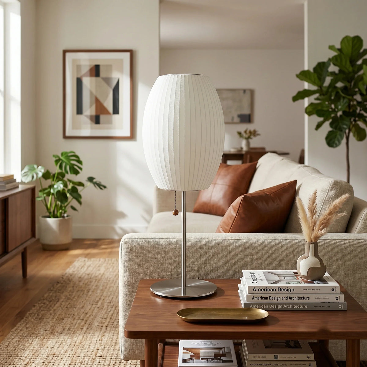 Silk Bubble Table Lamp for Living Room by AUVIELIGHT