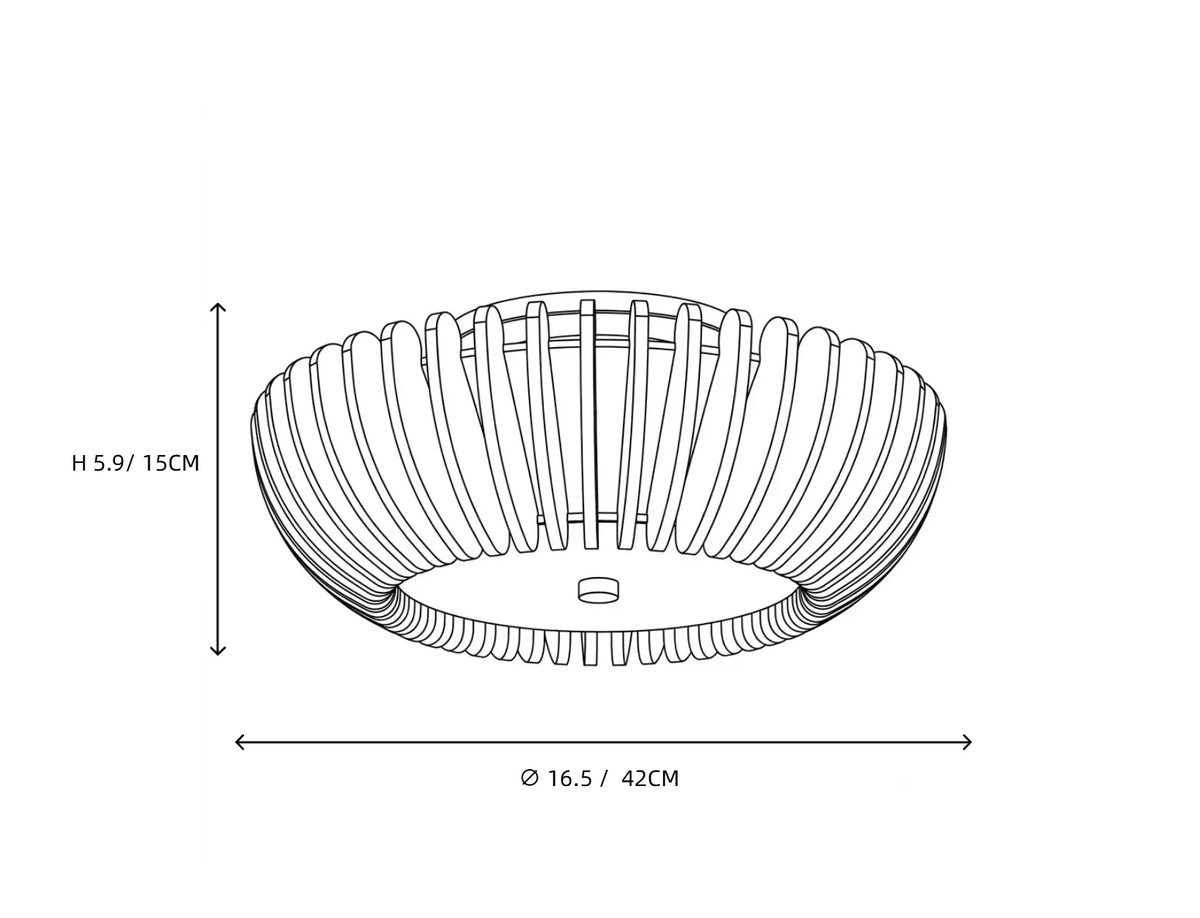 Slatted Drum Flush Mount in wood for Low Ceilings by AUVIELIGHT