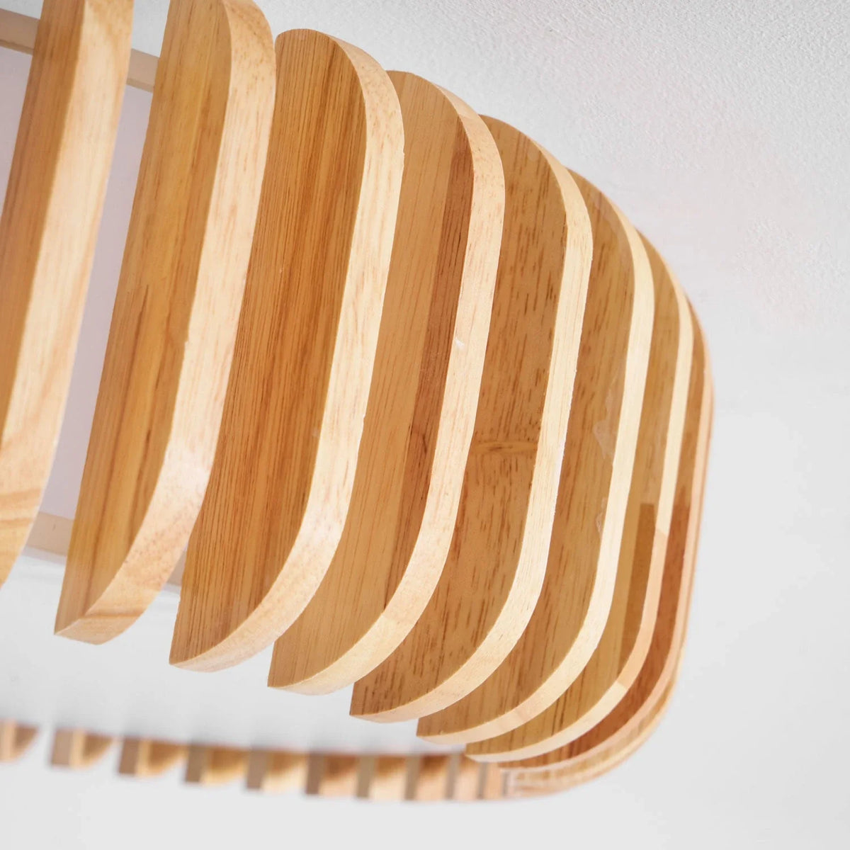 Slatted Drum Flush Mount in wood for Low Ceilings by AUVIELIGHT