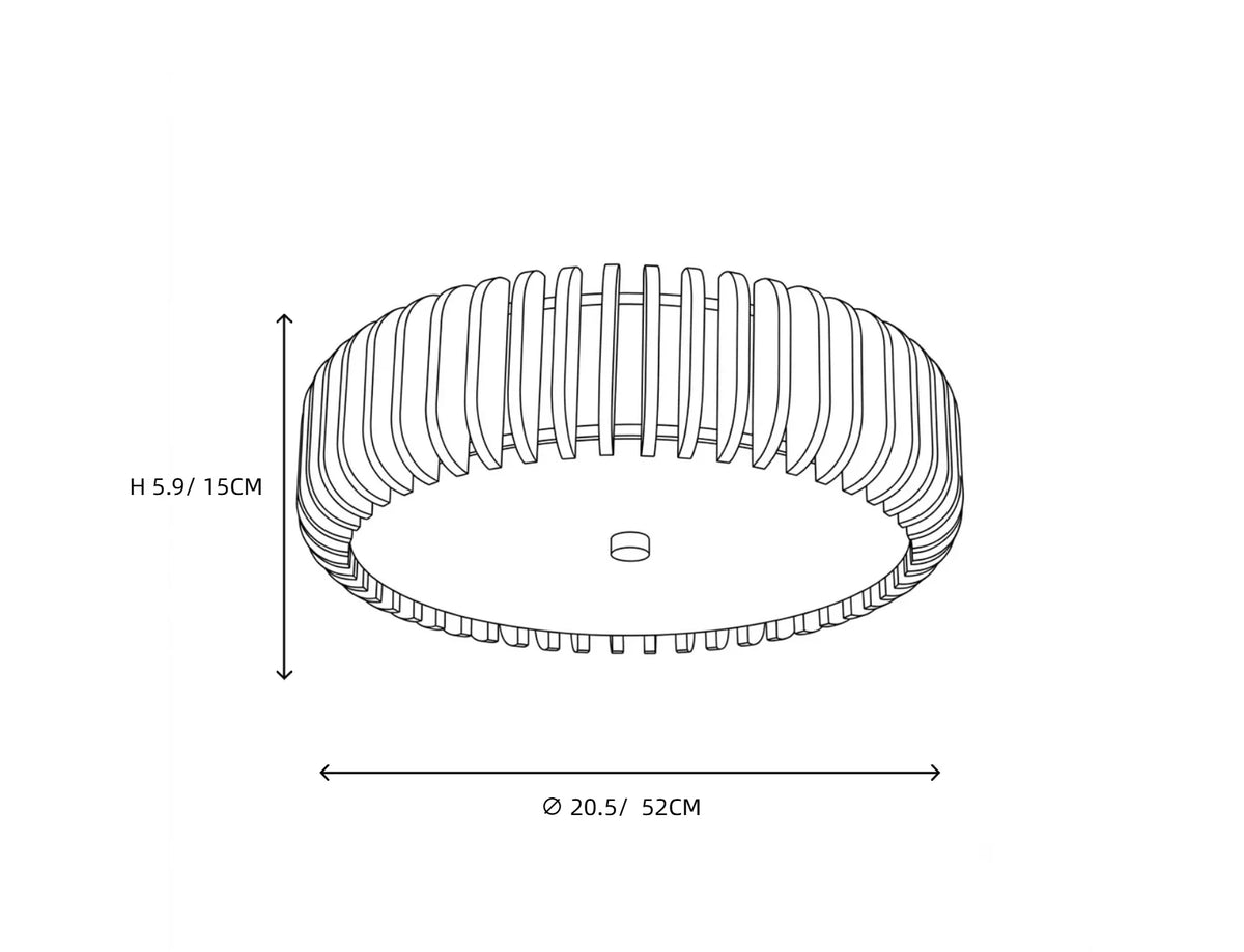 Slatted Drum Flush Mount in wood for Low Ceilings by AUVIELIGHT