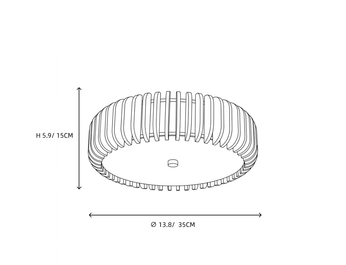 Slatted Drum Flush Mount in wood for Low Ceilings by AUVIELIGHT