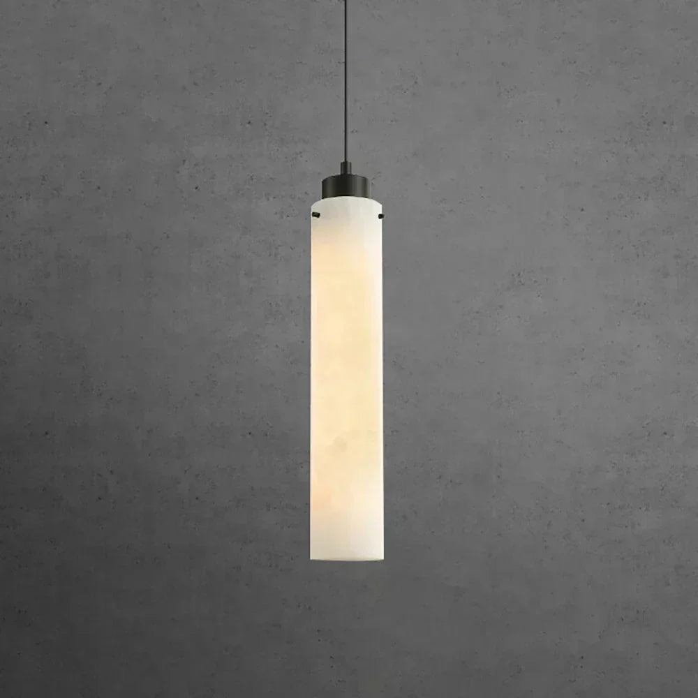 Slim Column Pendant Light in alabaster for Kitchen Island by AUVIELIGHT, Dia 7cm x H 30cm / ∅ 2.8″ x H 11.8″ / White and 2 other sizes