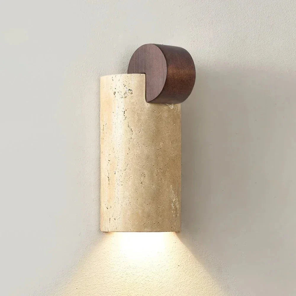 Solenne Curve Wall Light in travertine for Hallway by AUVIELIGHT