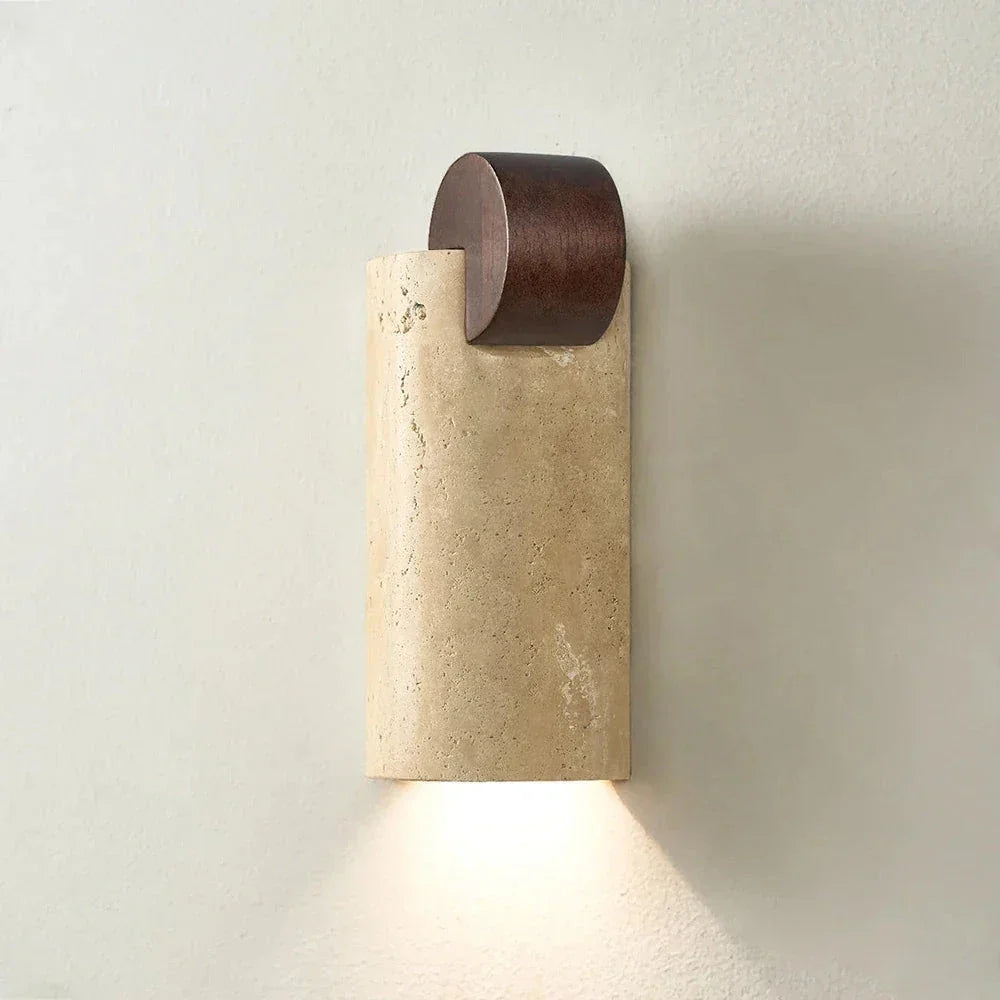 Solenne Curve Wall Light in travertine for Hallway by AUVIELIGHT