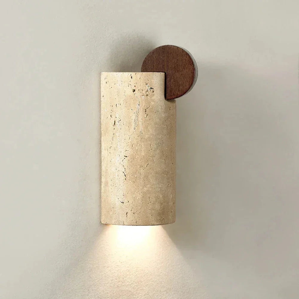 Solenne Curve Wall Light in travertine for Hallway by AUVIELIGHT