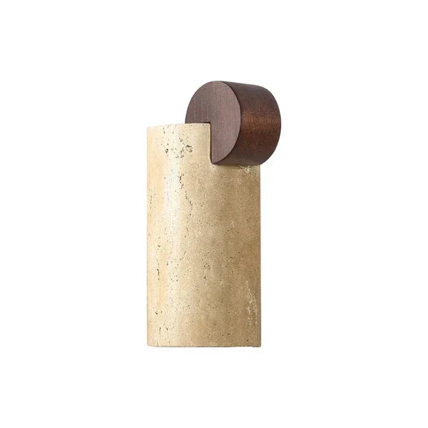 Solenne Curve Wall Light in travertine for Hallway by AUVIELIGHT, Dia 8.5cm x H 19.5cm / ∅ 3.3" x H 7.6" / Yellow Travertine