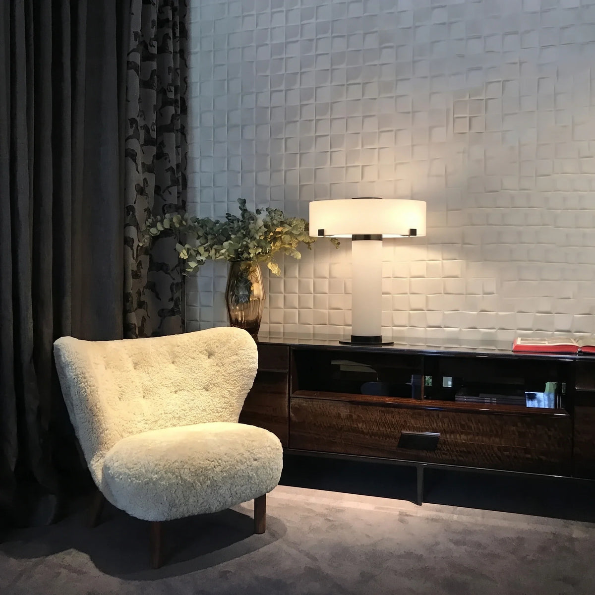 Solid Bedside Lamp in alabaster for Bedroom by AUVIELIGHT
