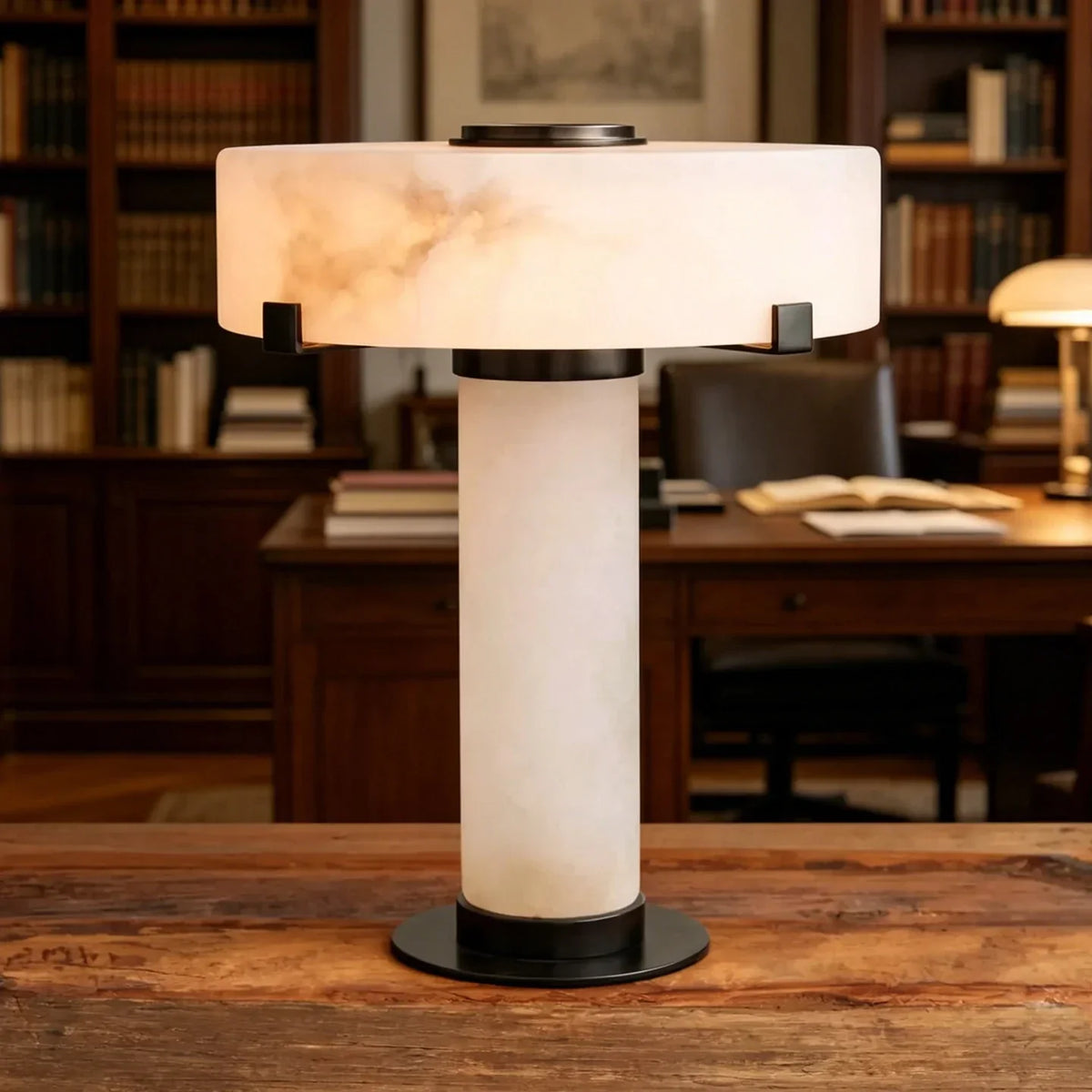 Solid Bedside Lamp in alabaster for Bedroom by AUVIELIGHT