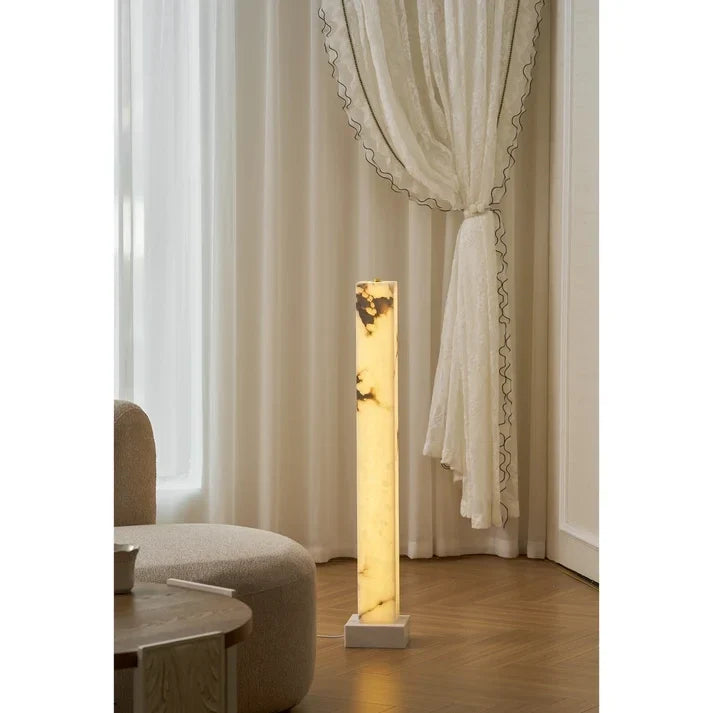 Square Column Floor Lamp in alabaster for Living Room by AUVIELIGHT