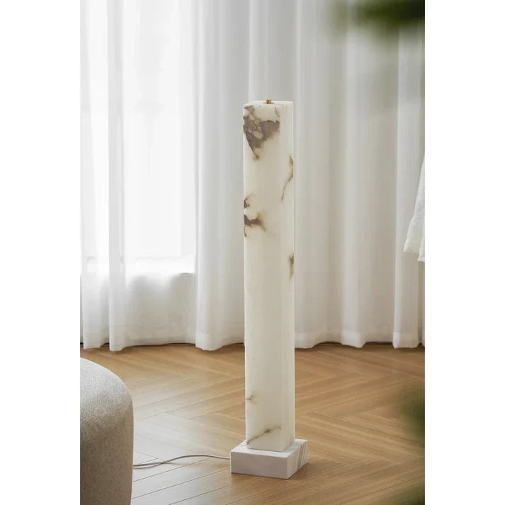 Square Column Floor Lamp in alabaster for Living Room by AUVIELIGHT