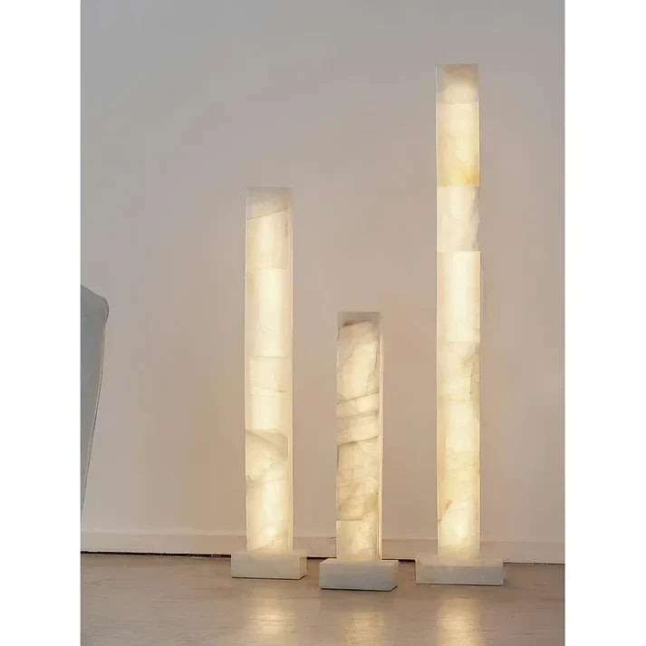 Square Column Floor Lamp in alabaster for Living Room by AUVIELIGHT