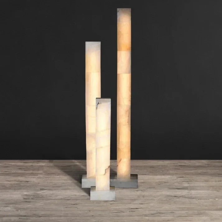 Square Column Floor Lamp in alabaster for Living Room by AUVIELIGHT