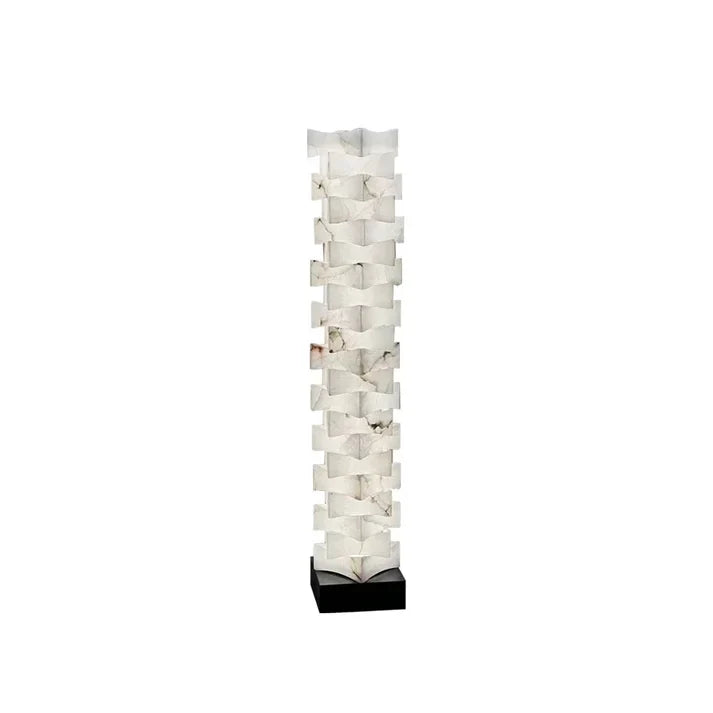 Geometry Stacked Floor Lamp in alabaster for Living Room by AUVIELIGHT, L 28cm x W 18cm x H 160cm / L 11″ x W 7.1″ x H 63″ (Warm light) / White