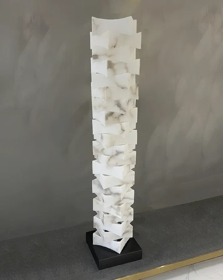 Geometry Stacked Floor Lamp in alabaster for Living Room by AUVIELIGHT