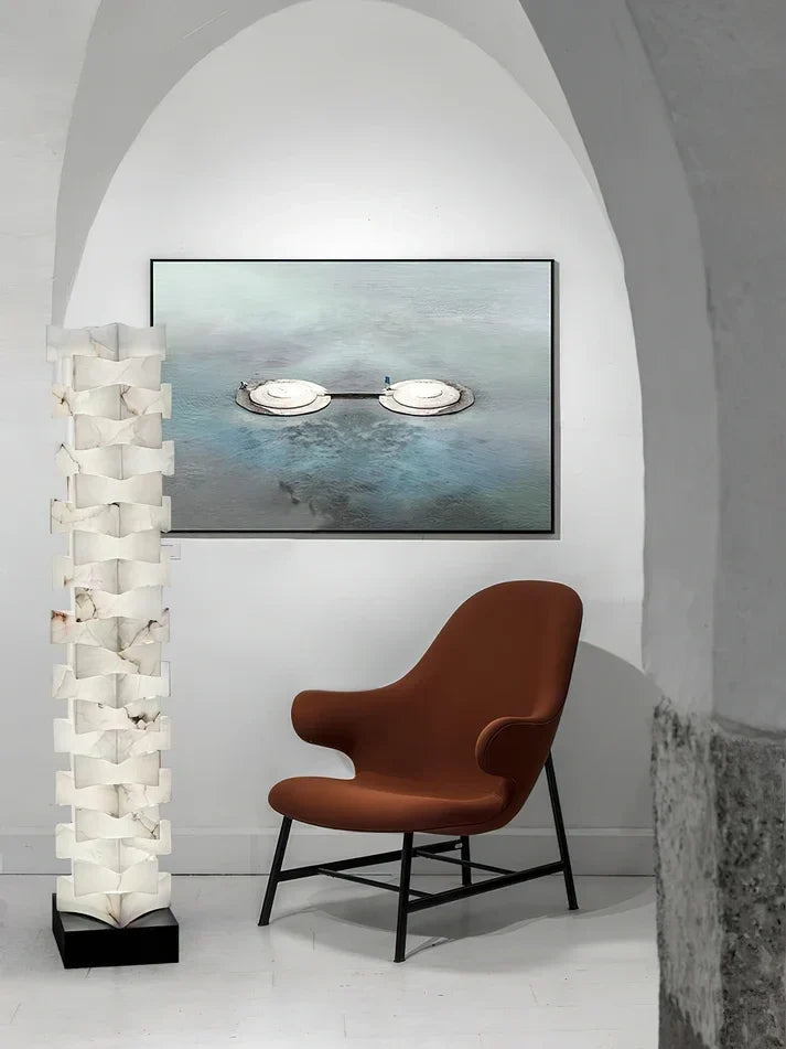 Geometry Stacked Floor Lamp in alabaster for Living Room by AUVIELIGHT