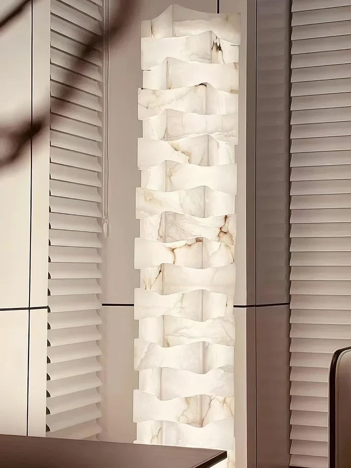 Geometry Stacked Floor Lamp in alabaster for Living Room by AUVIELIGHT