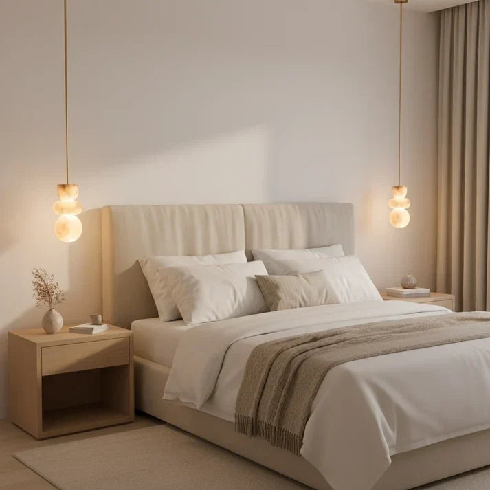Pebble Desig Stacked Pendant Light in alabaster for Kitchen Island by AUVIELIGHT