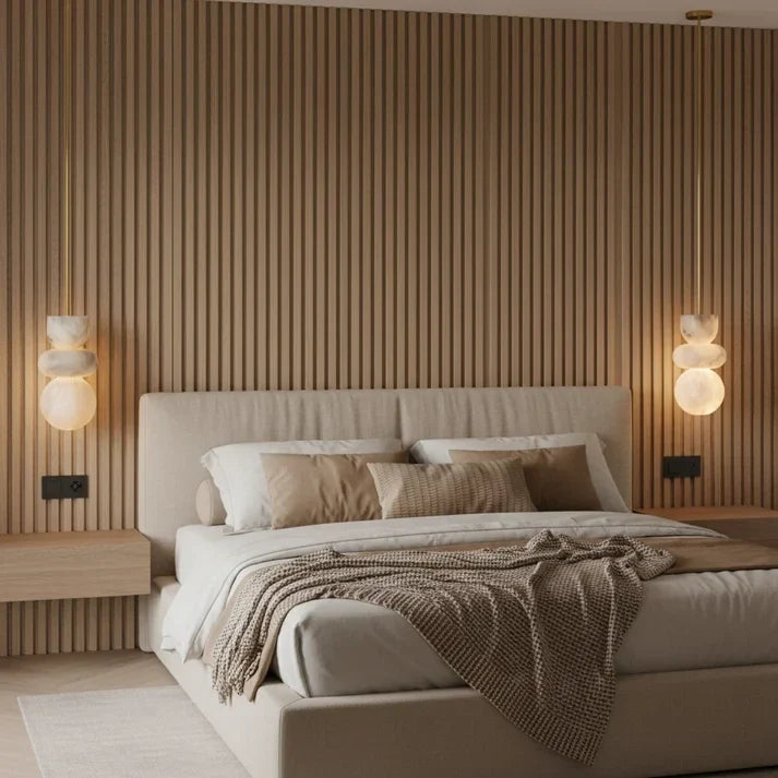 Pebble Desig Stacked Pendant Light in alabaster for Kitchen Island by AUVIELIGHT