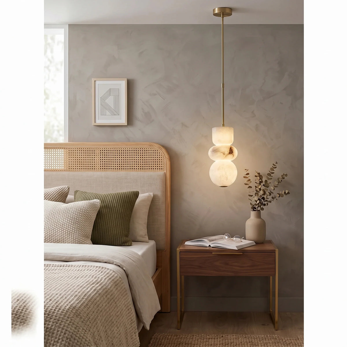 Pebble Desig Stacked Pendant Light in alabaster for Kitchen Island by AUVIELIGHT