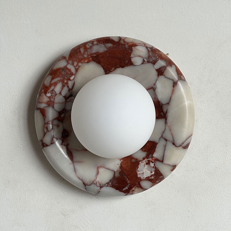 Round Wall Sconce in natural stone for Hallway by AUVIELIGHT, Dia 20cm x H 20cm / ∅ 7.8″ x H 7.8″ / Bulgari Purple and 1 other sizes
