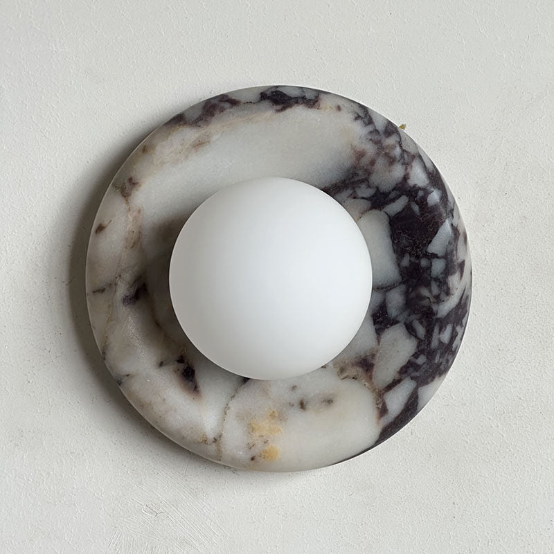 Round Wall Sconce in natural stone for Hallway by AUVIELIGHT