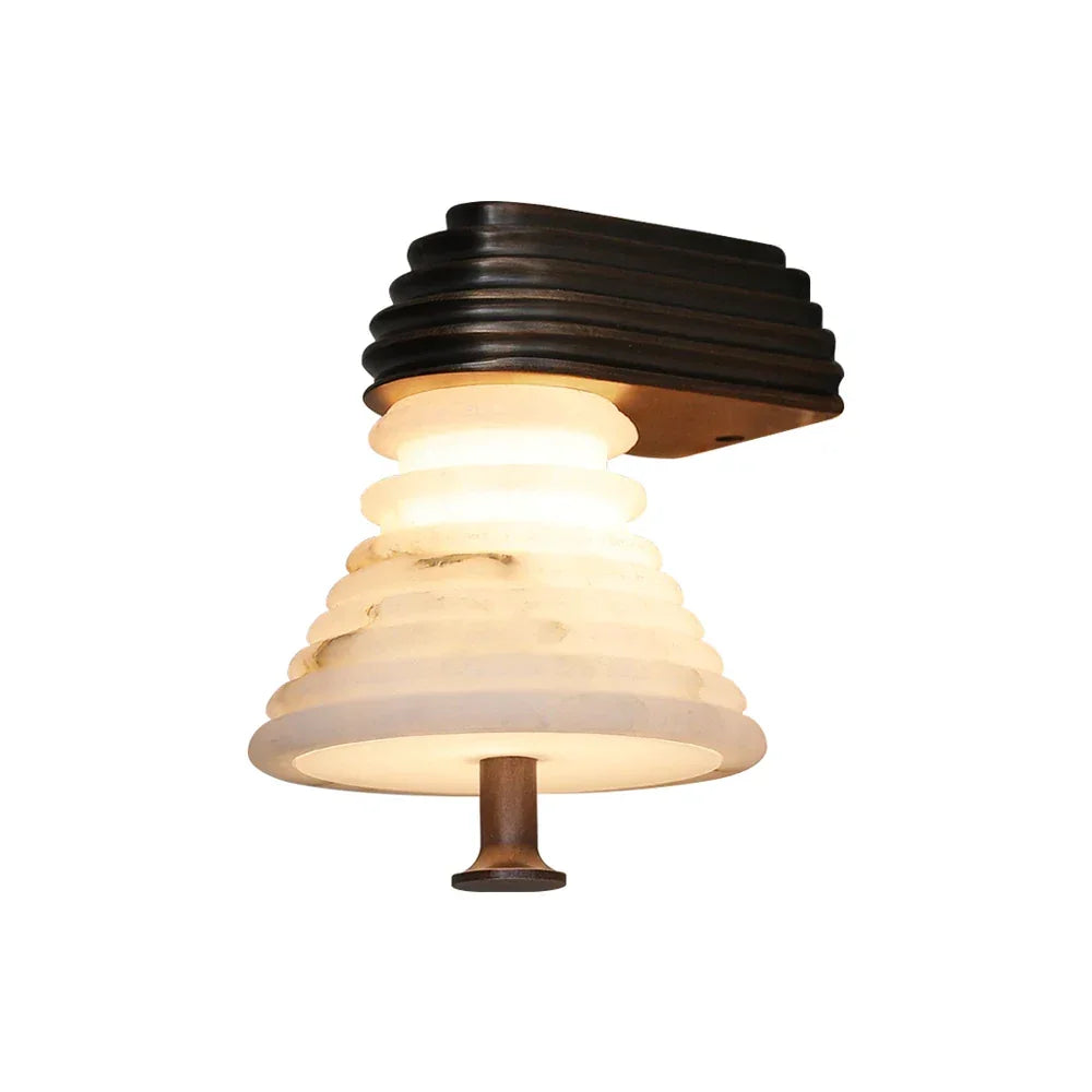 Strata Ribbed Wall Sconce in alabaster for Hallway by AUVIELIGHT