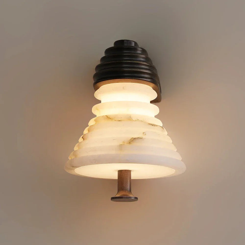 Strata Ribbed Wall Sconce in alabaster for Hallway by AUVIELIGHT