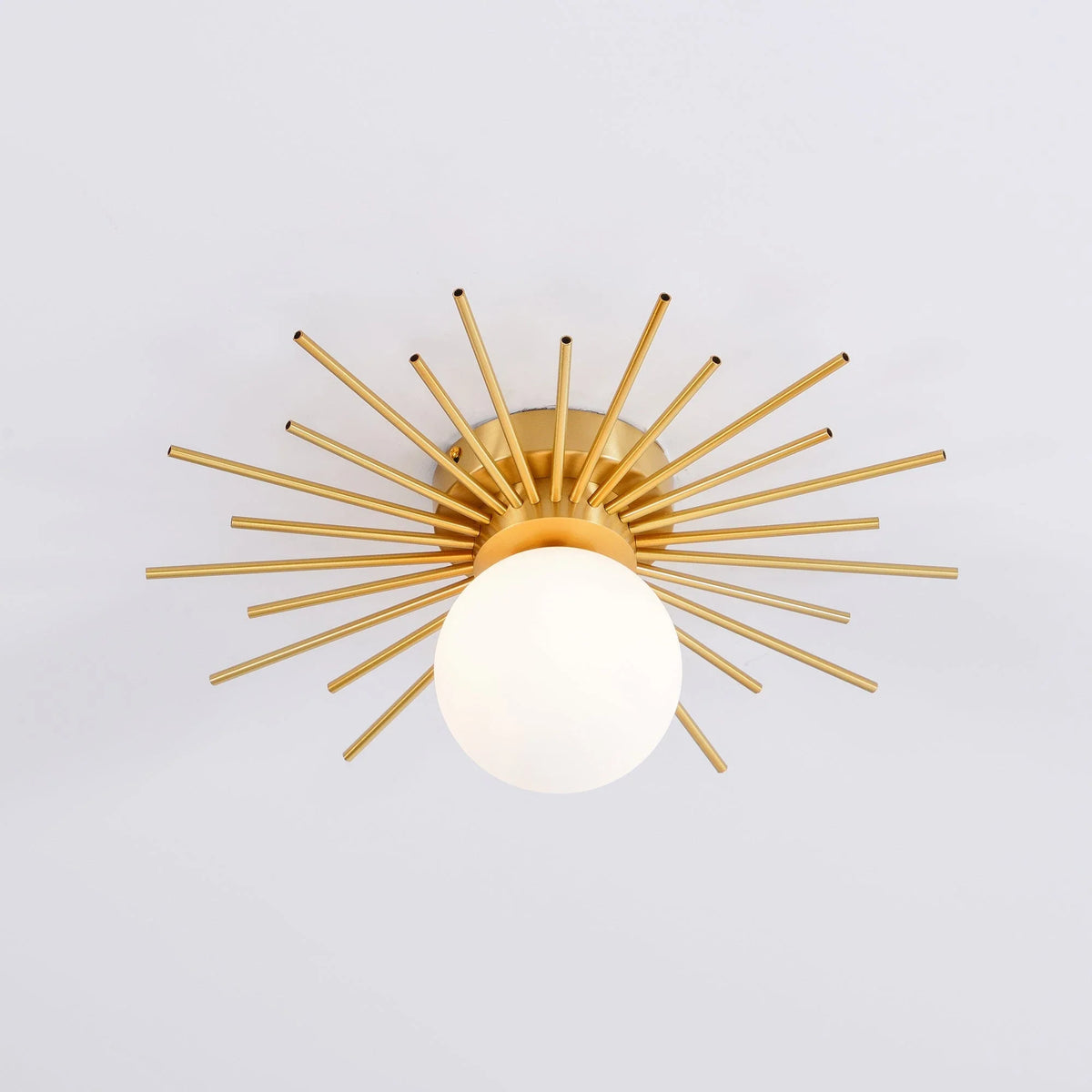 Sunburst Flush Mount in brass for Low Ceilings by AUVIELIGHT