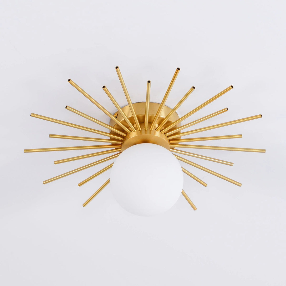 Sunburst Flush Mount in brass for Low Ceilings by AUVIELIGHT