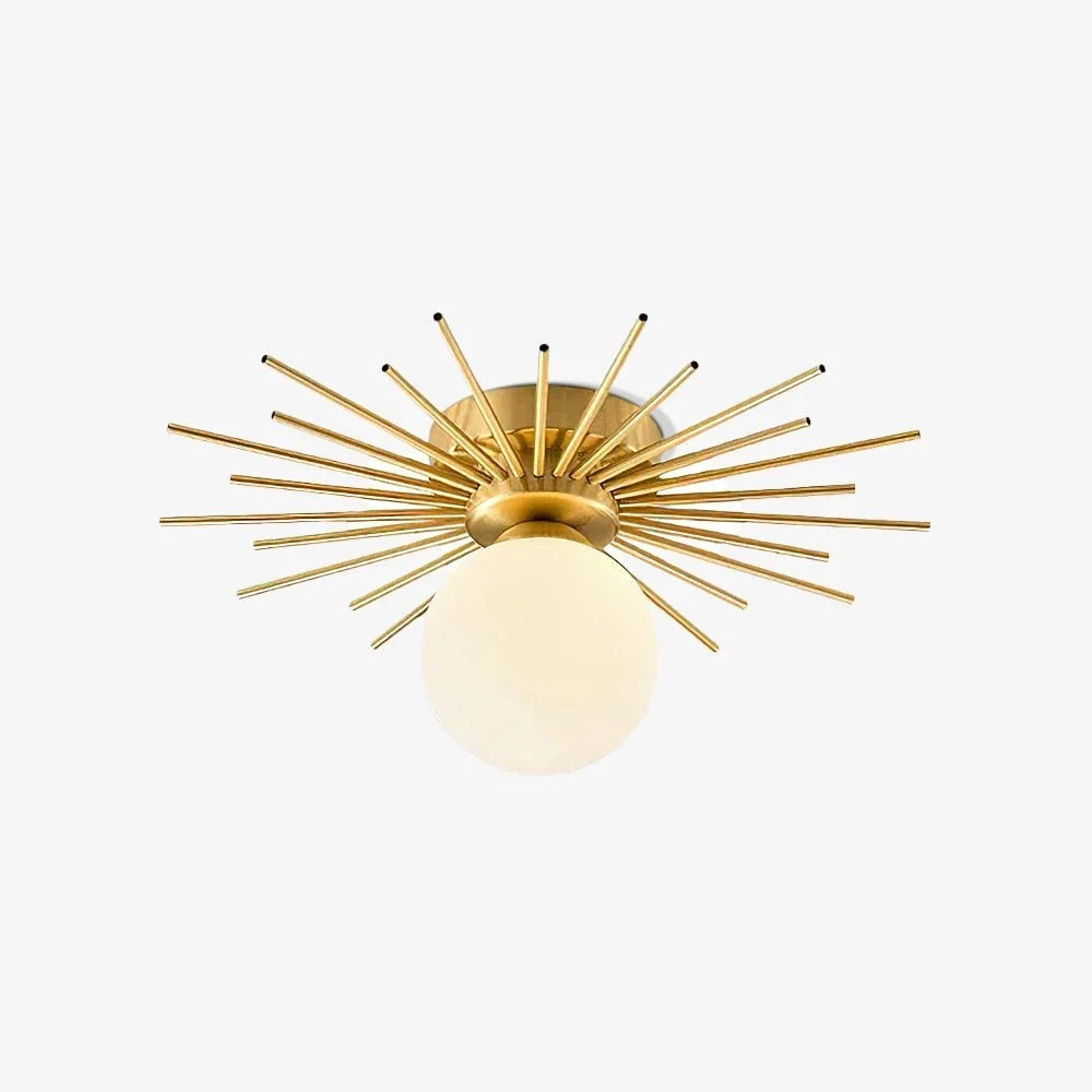 Sunburst Flush Mount in brass for Low Ceilings by AUVIELIGHT