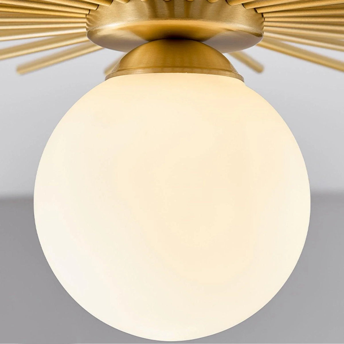 Sunburst Flush Mount in brass for Low Ceilings by AUVIELIGHT