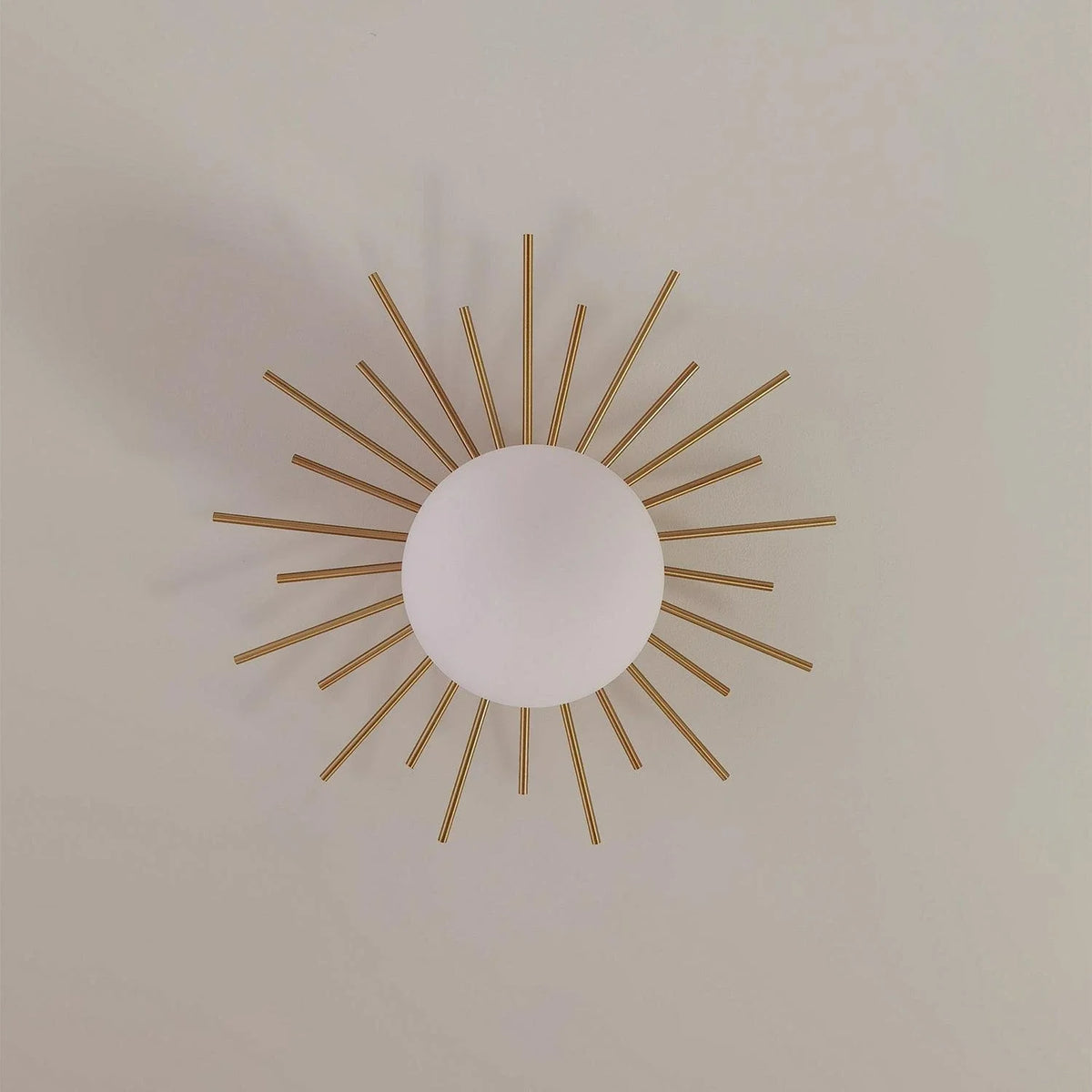 Sunburst Flush Mount in brass for Low Ceilings by AUVIELIGHT