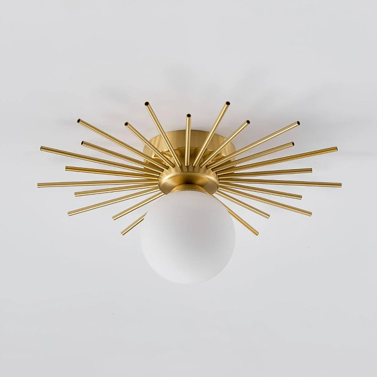 Sunburst Flush Mount in brass for Low Ceilings by AUVIELIGHT