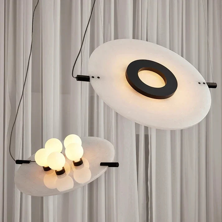 Plate Suspended Pendant Light in alabaster for Kitchen Island by AUVIELIGHT