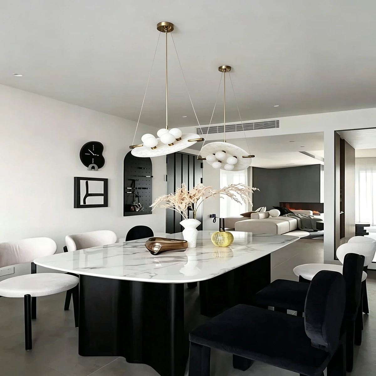 Plate Suspended Pendant Light in alabaster for Kitchen Island by AUVIELIGHT