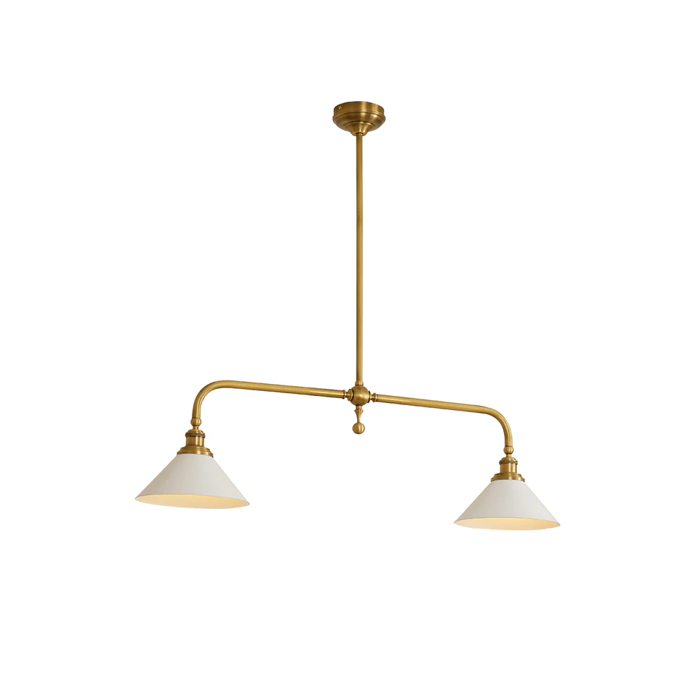 Symmetric Taper Bar Pendant Light for Kitchen Island by AUVIELIGHT, 2 heads L 102cm x W 23cm x H 30cm / L 40.1″ x W 9.1″ x H 11.8″ / Brass /