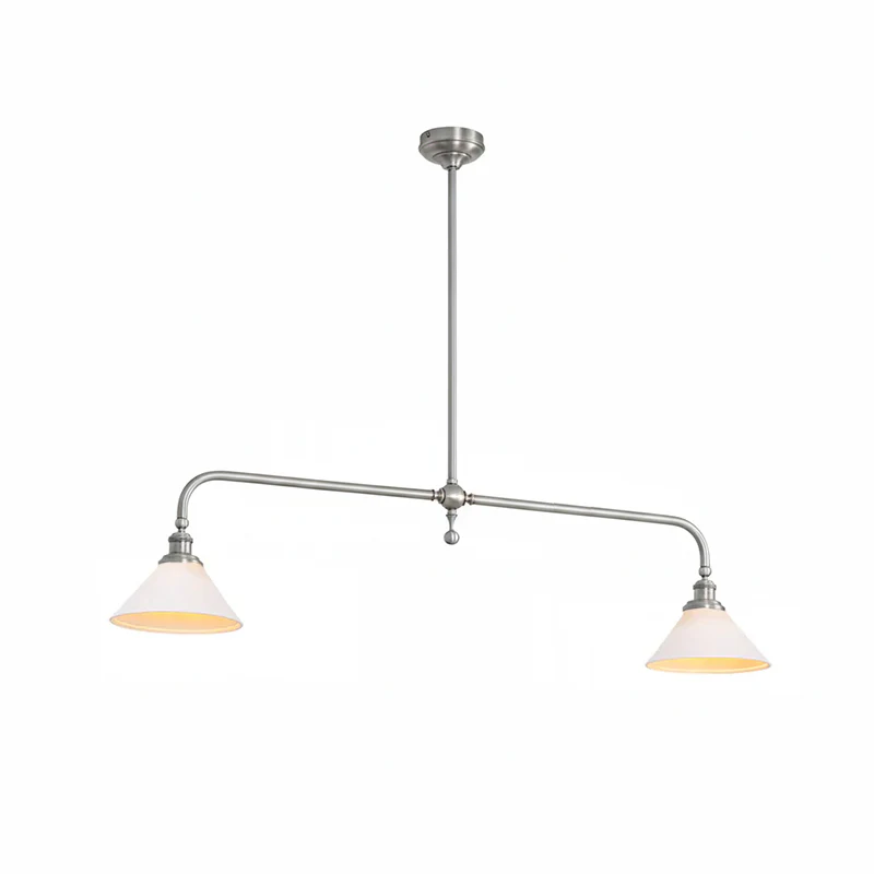 Symmetric Taper Bar Pendant Light for Kitchen Island by AUVIELIGHT, 2 heads L 140cm x W 23cm x H 30cm / L 55.1″ x W 9.1″ x H 11.8″ / Nickel