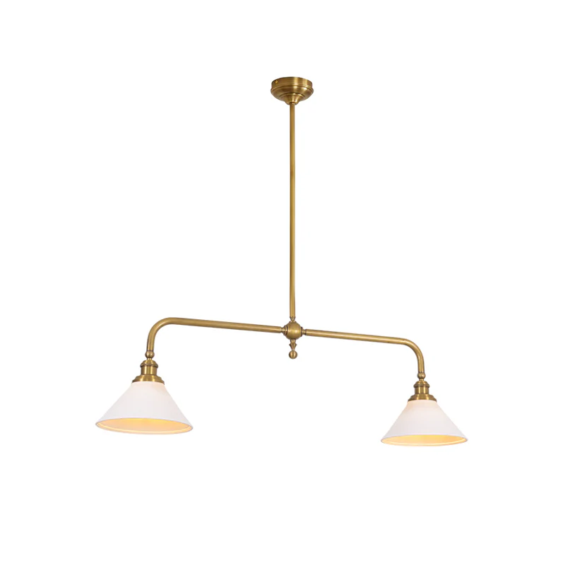 Symmetric Taper Bar Pendant Light for Kitchen Island by AUVIELIGHT, 2 heads L 102cm x W 23cm x H 30cm / L 40.1″ x W 9.1″ x H 11.8″ / Nickel